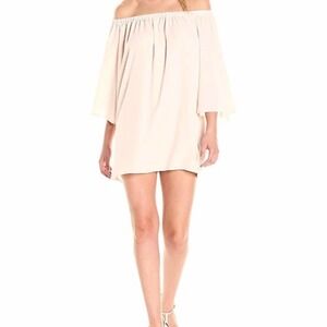 𝅺french Connection Summer Crepe Off the Shoulder Bell Sleeve Mini Dress Size XS